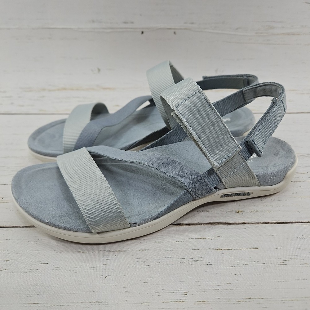 Merrell Monument Sandals Womens 7 Blue Gray 3 Strap Web Slingback Casual Comfort
